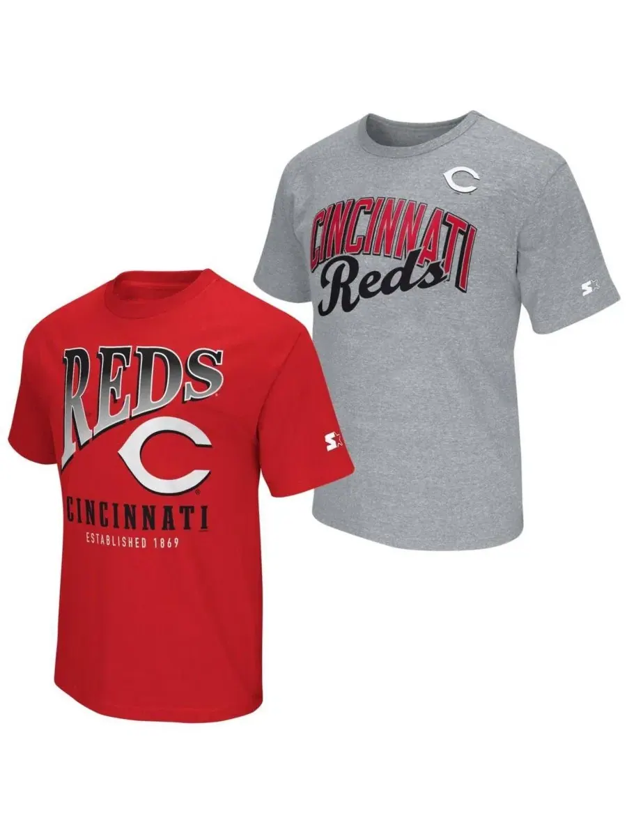 Мужской комплект из двух футболок Cincinnati Reds красного и серого цвета Starter — изображение 1 из 9, красный серый