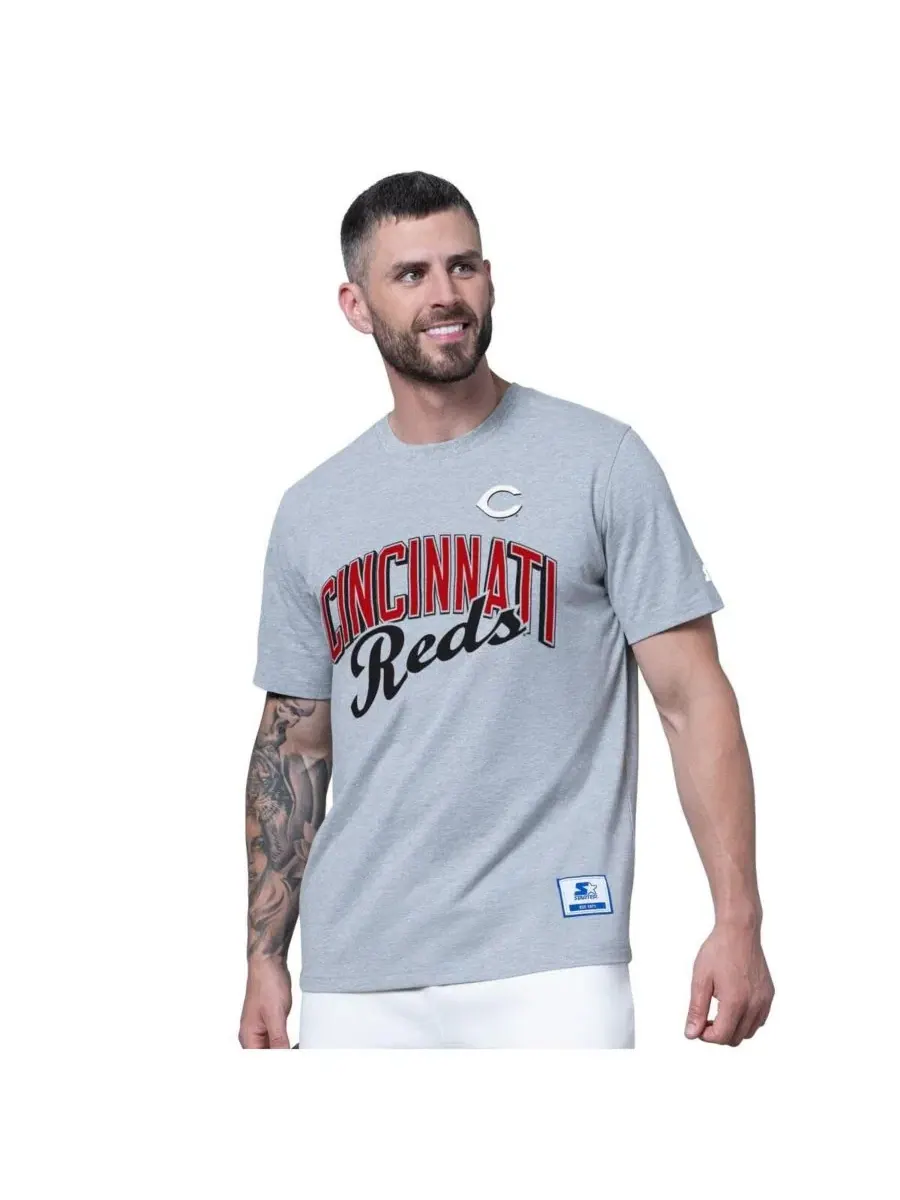 Мужской комплект из двух футболок Cincinnati Reds красного и серого цвета Starter — изображение 4 из 9, красный серый