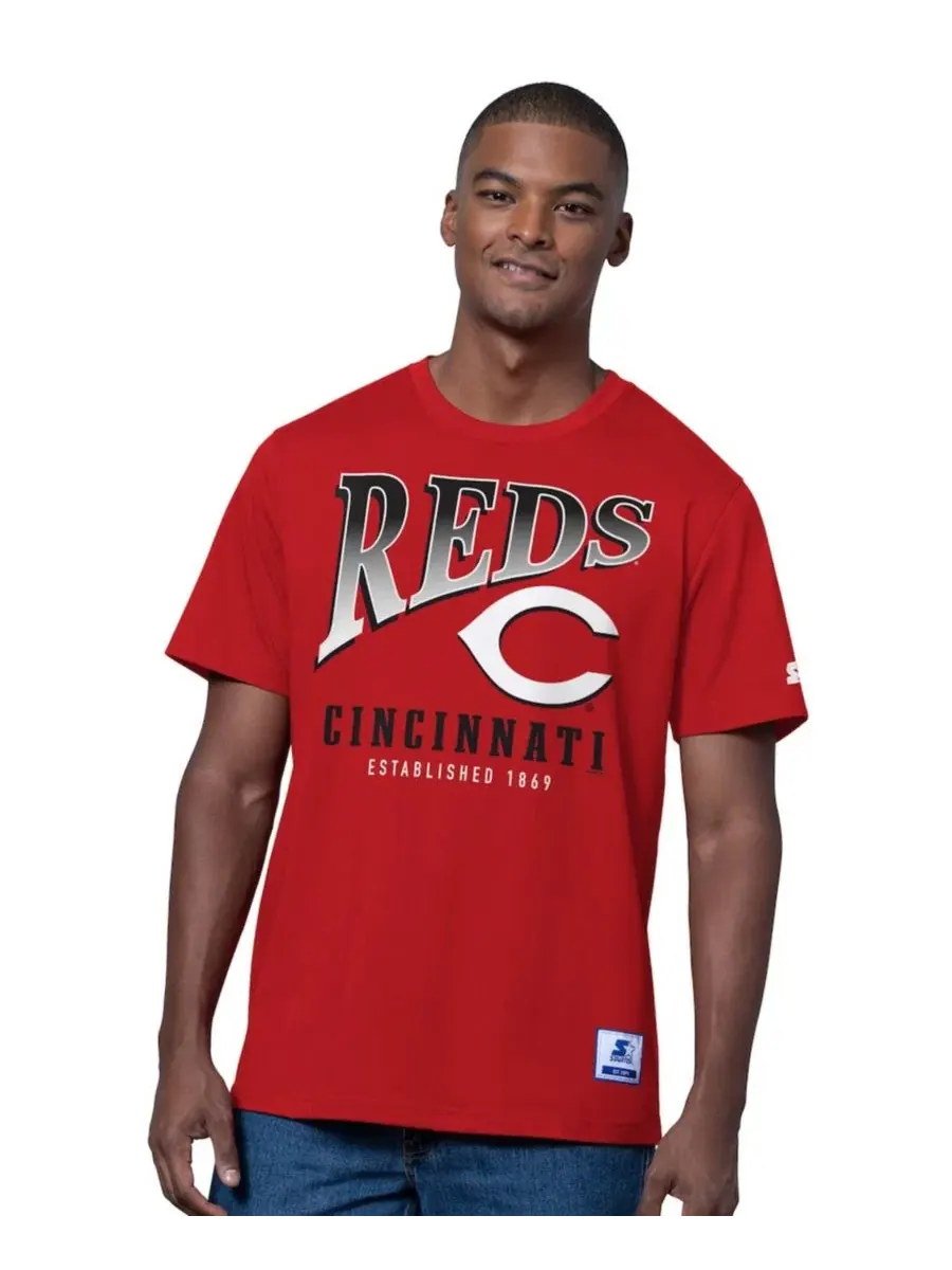 Мужской комплект из двух футболок Cincinnati Reds красного и серого цвета Starter — изображение 6 из 9, красный серый