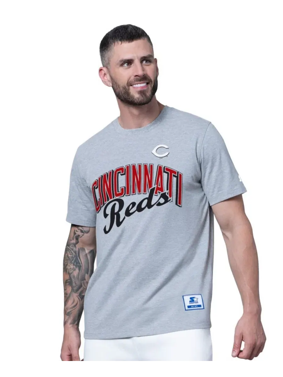 Мужской комплект из двух футболок Cincinnati Reds красного и серого цвета Starter — изображение 8 из 9, красный серый