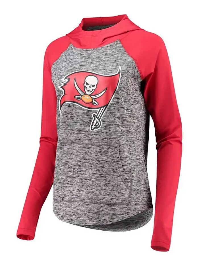 Женский пуловер с капюшоном серо-красного цвета с принтом Tampa Bay Buccaneers Championship Ring — изображение 4 из 4