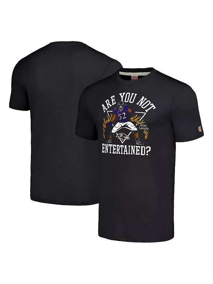 Мужская футболка Ray Lewis Charcoal Baltimore Ravens с карикатурой на бывшего игрока Tri-Blend