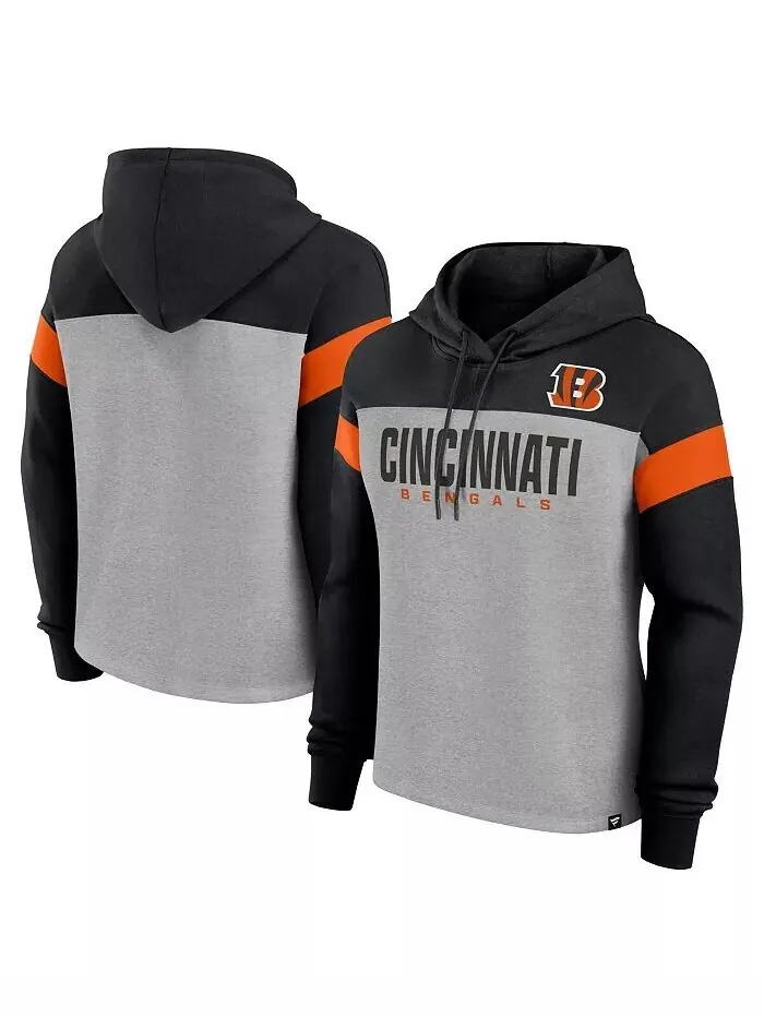 Женская толстовка с капюшоном Cincinnati Bengals Bold Play Call цвета серый/черный Fanatics — изображение 1 из 3