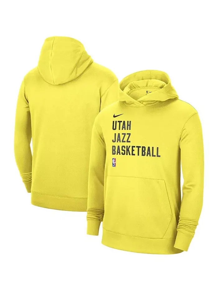 Мужская и женская желтая толстовка с капюшоном Utah Jazz 2023/24 Performance Spotlight для — изображение 1 из 3