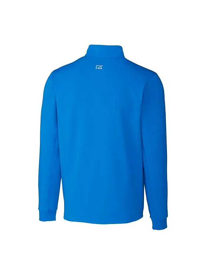 Толстовка Men's Blue Detroit Lions Helmet Traverse Stretch Quarter-Zip Pullover Top Cutter & Buck — изображение 2 из 3