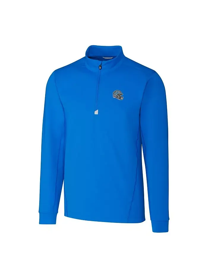 Толстовка Men's Blue Detroit Lions Helmet Traverse Stretch Quarter-Zip Pullover Top Cutter & Buck — изображение 3 из 3