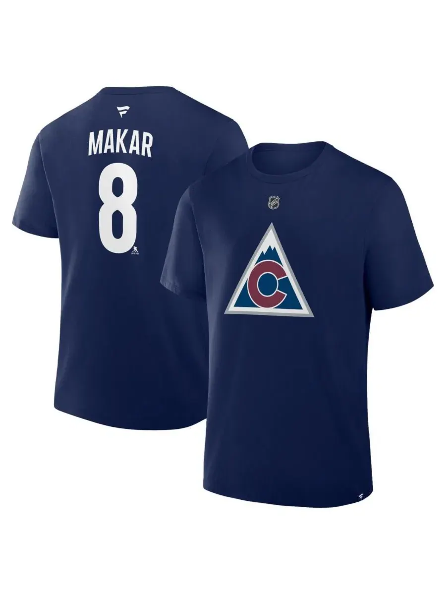 Футболка с длинным рукавом Cale Makar Authentic Stack Name & Number Fanatics — изображение 1 из 3, темно-синий