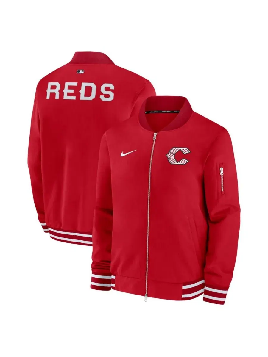 Бомбер Nike Cincinnati Reds 2026 City Connect Authentic Collection Relaxed Full-Zip — изображение 1 из 3, красный