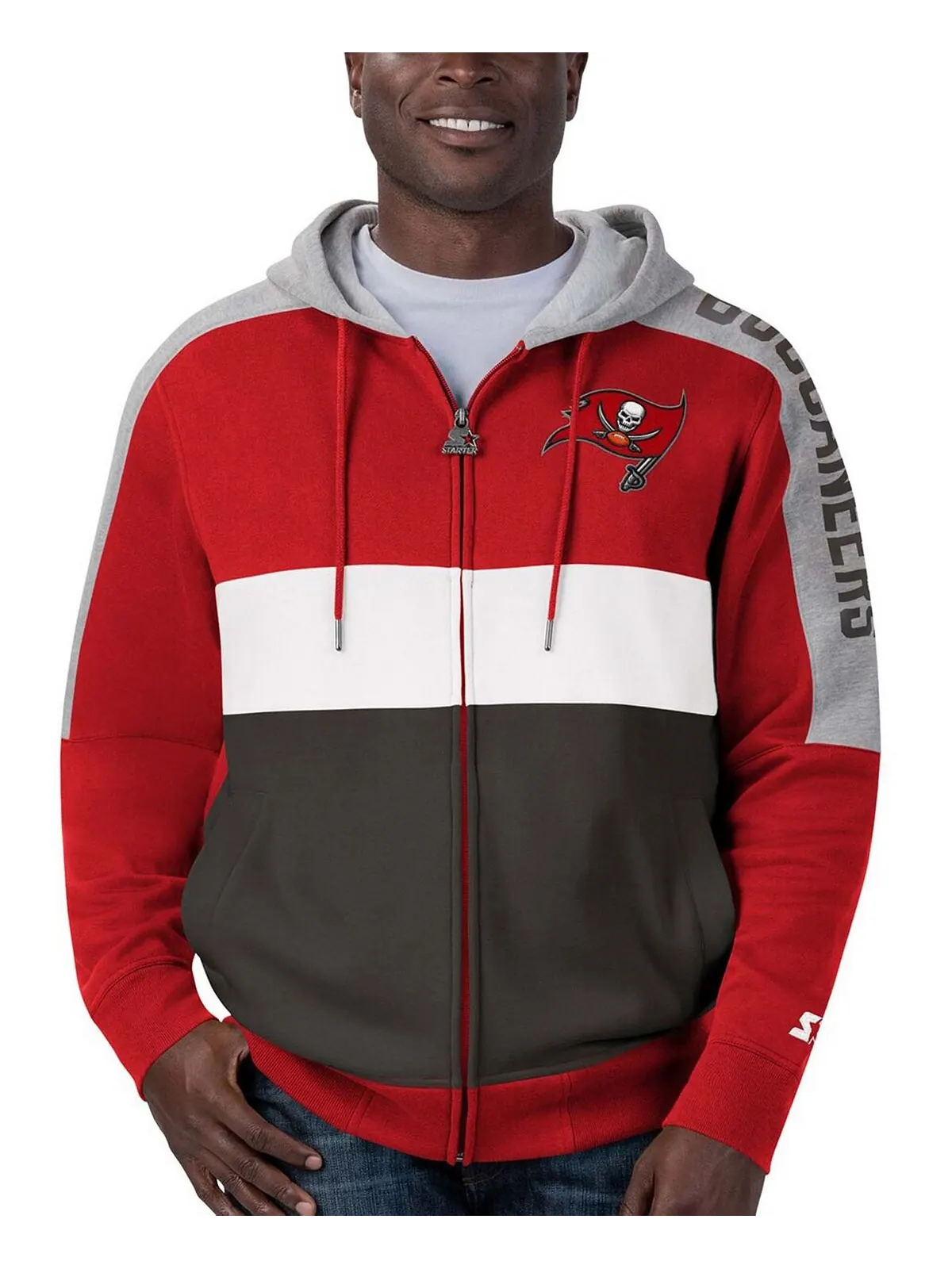 Мужская красная, оловянная толстовка с капюшоном tampa bay buccaneers playoffs color block с — изображение 4 из 4, красный