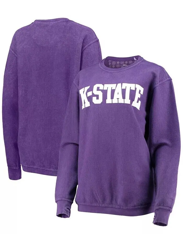 Женский фиолетовый Kansas State Wildcats, удобный вельветовый свитер в винтажном стиле, базовый — изображение 1 из 3