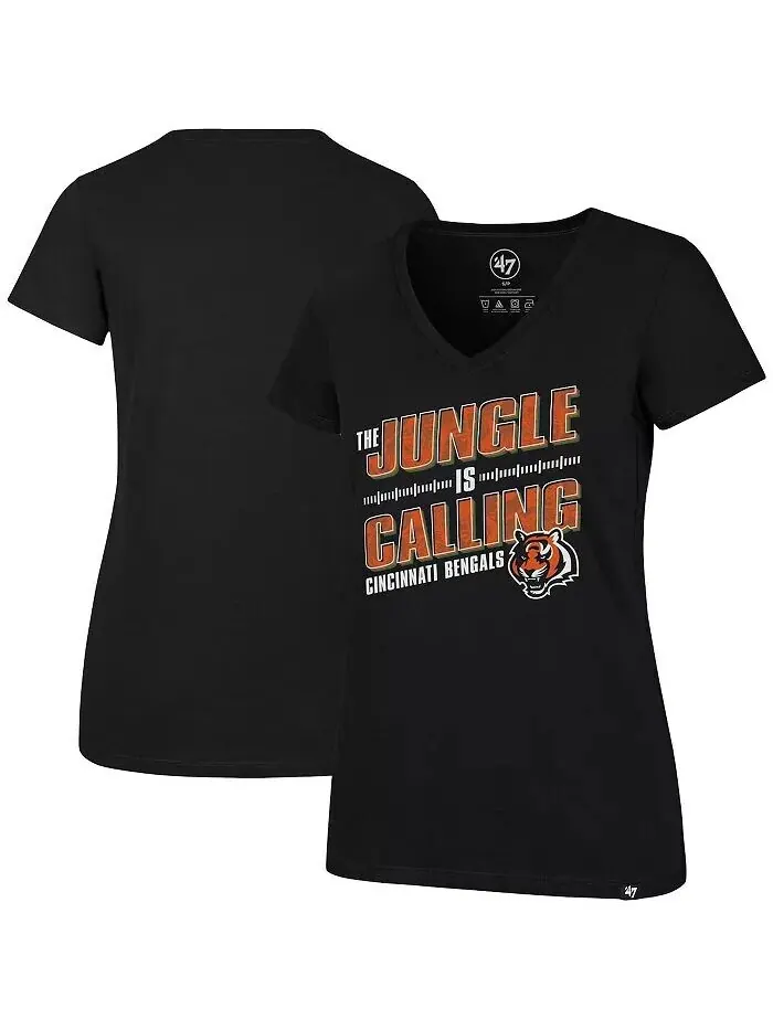 Черная женская футболка с v-образным вырезом Cincinnati Bengals Team Regional Ultra Rival '47 Brand — изображение 1 из 1