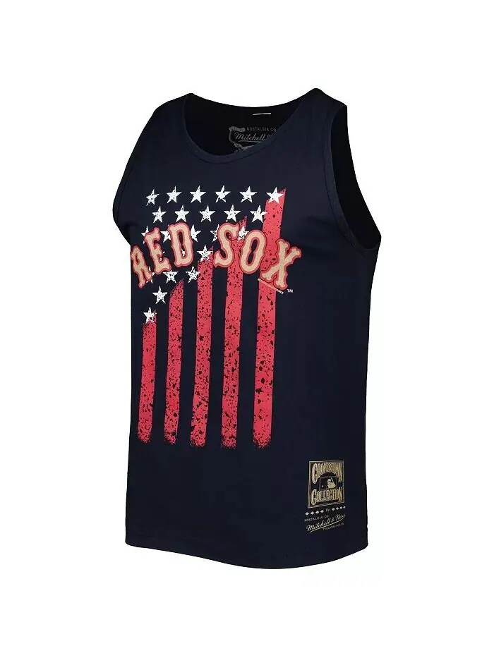 Мужская темно-синяя майка Boston Red Sox Cooperstown Collection Stars and Stripes Mitchell & Ness — изображение 3 из 3