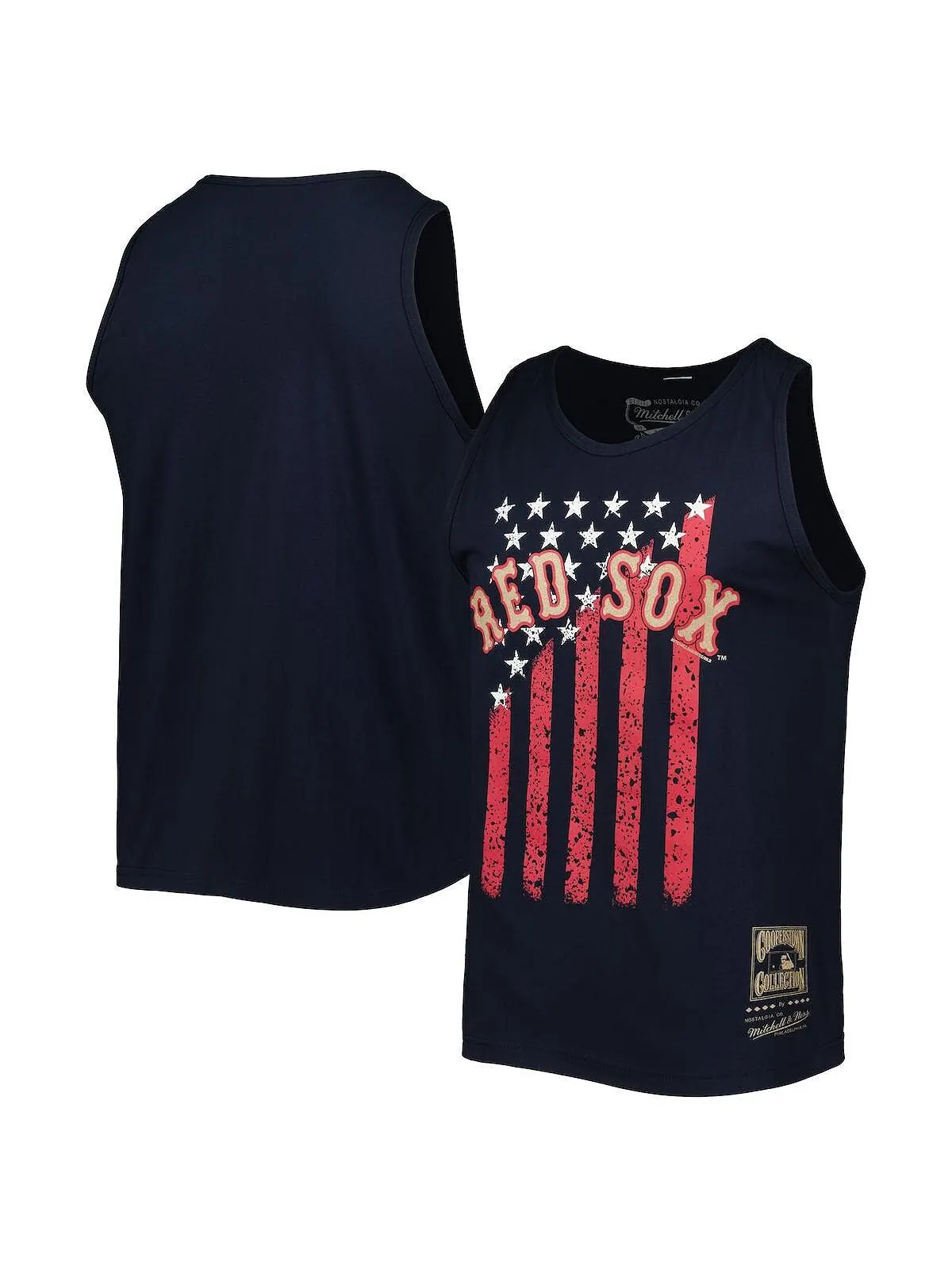 Мужская темно-синяя майка Boston Red Sox Cooperstown Collection Stars and Stripes Mitchell & Ness — изображение 1 из 3
