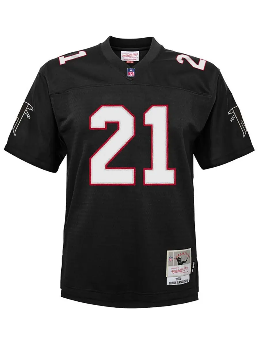 Mitchell & Ness Футболка «Big Boys Deion Sanders Atlanta Falcons Legacy Retired Player Jersey» — изображение 3 из 3, черный