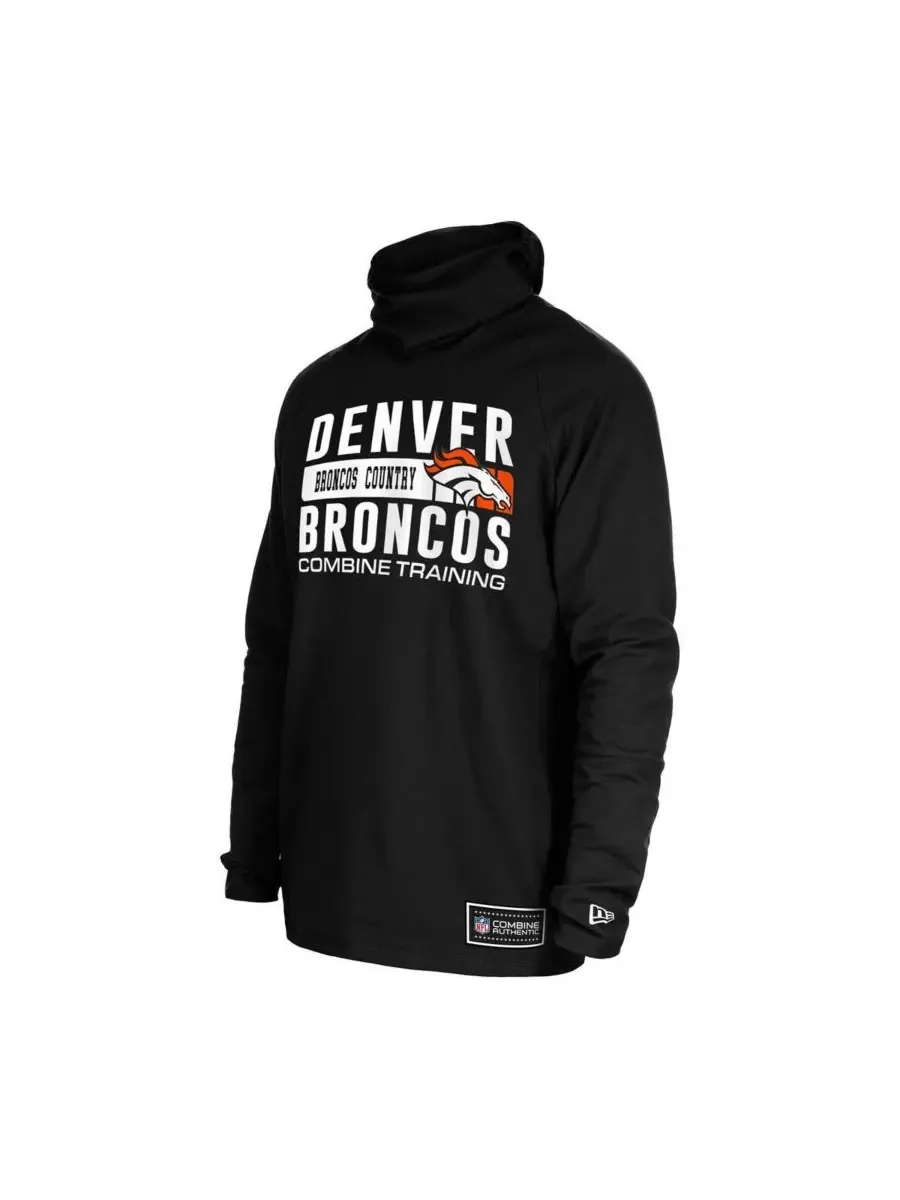 New Era Мужская черная функциональная балаклава-шлем Denver Broncos с полосатым принтом — изображение 3 из 3, черный