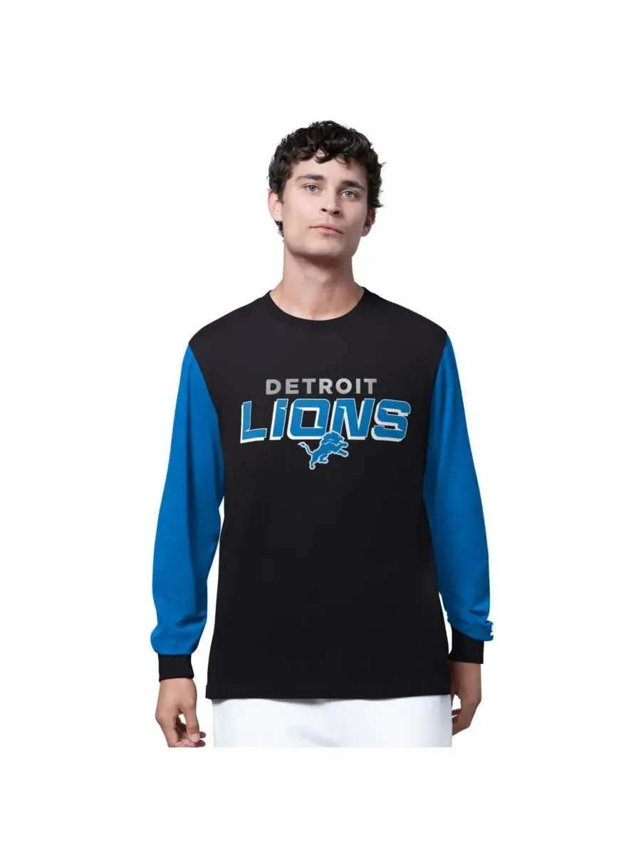 Starter Мужская черная футболка с длинным рукавом Detroit Lions Thursday Night Gridiron — изображение 1 из 2, черный