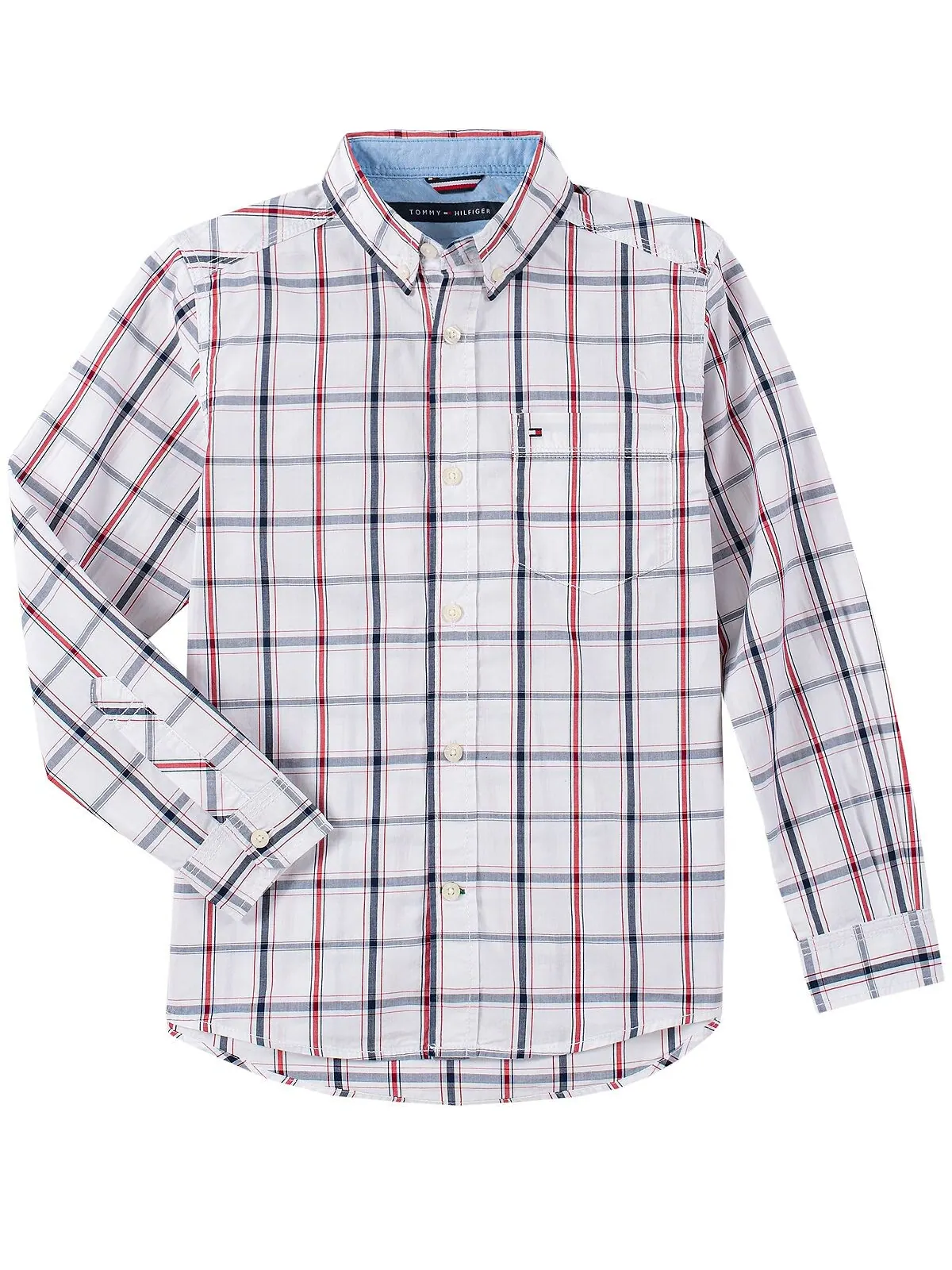 Рубашка на пуговицах в клетку Big Boys Samuel Tommy Hilfiger — изображение 4 из 4, белый