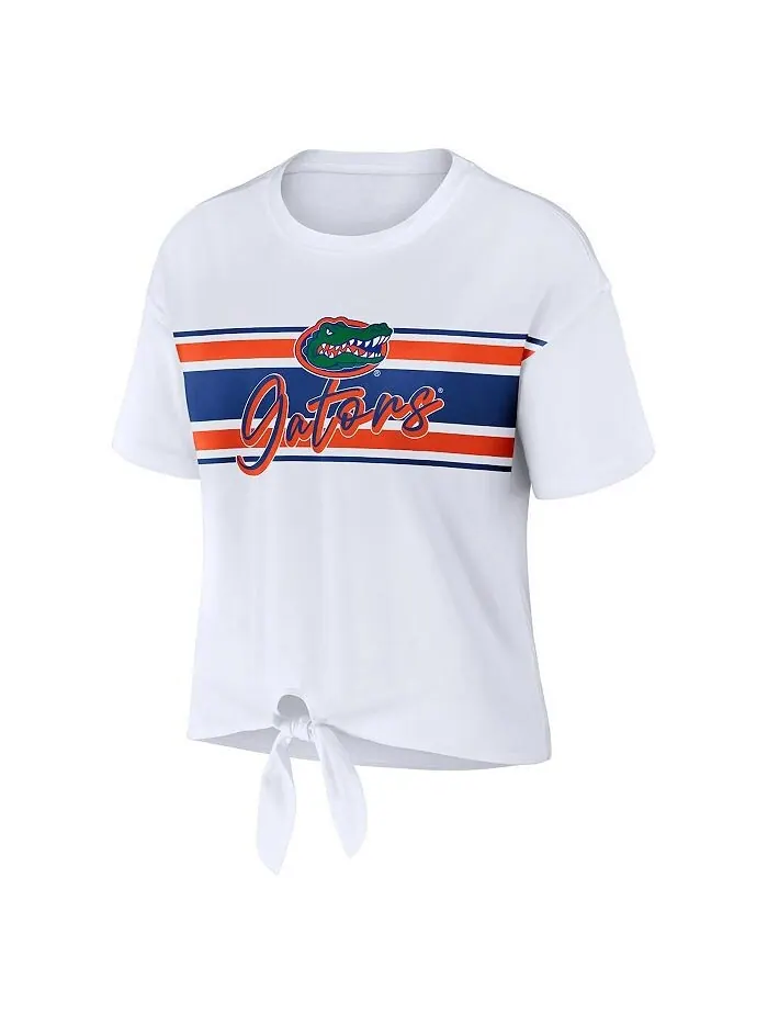 Женская белая укороченная футболка в полоску с узлом Florida Gators спереди WEAR by Erin Andrews — изображение 2 из 3, белый