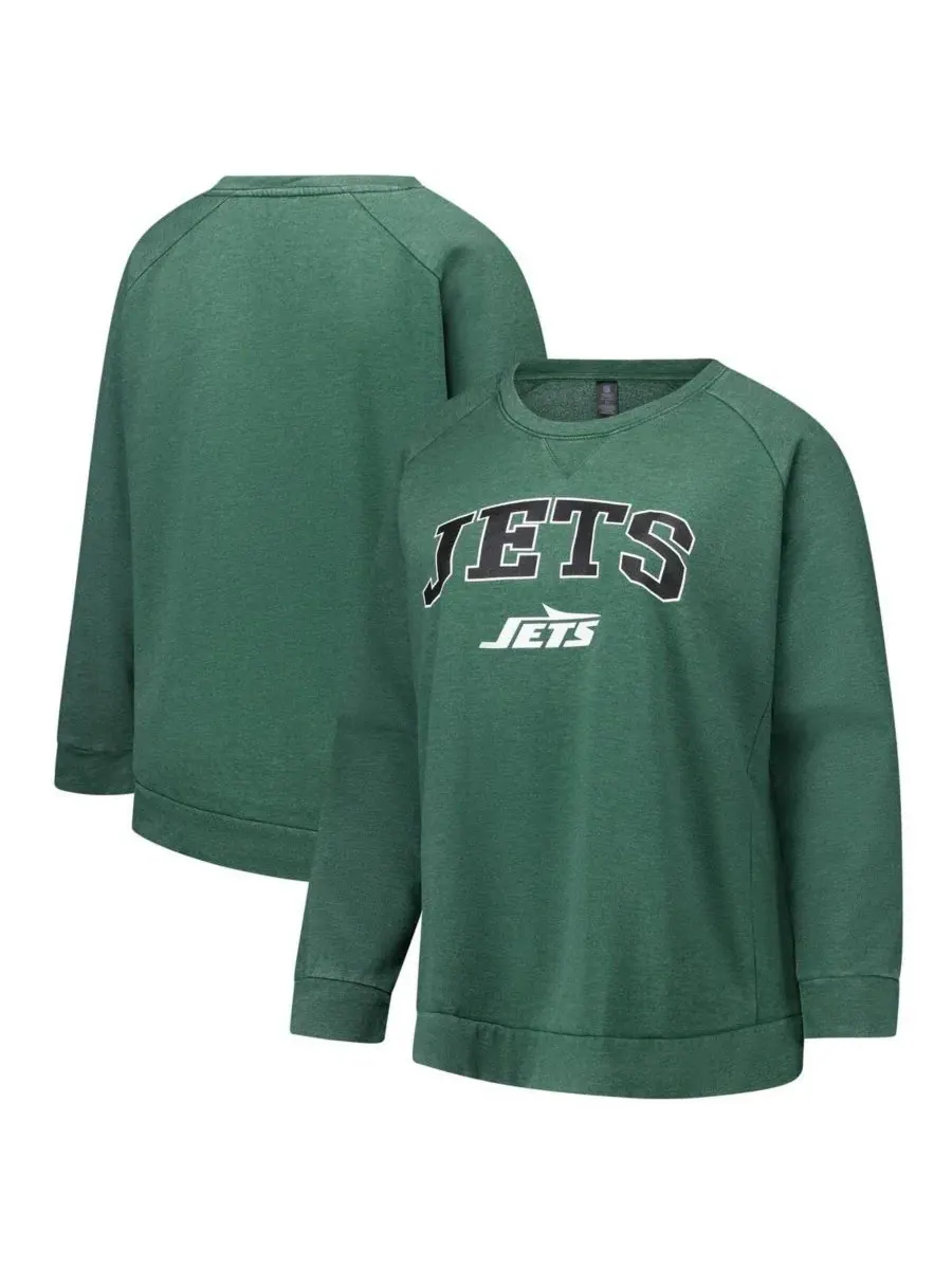 Profile Женская толстовка большого размера New York Jets цвета меланж с эффектом кислотной стирки и — изображение 1 из 3