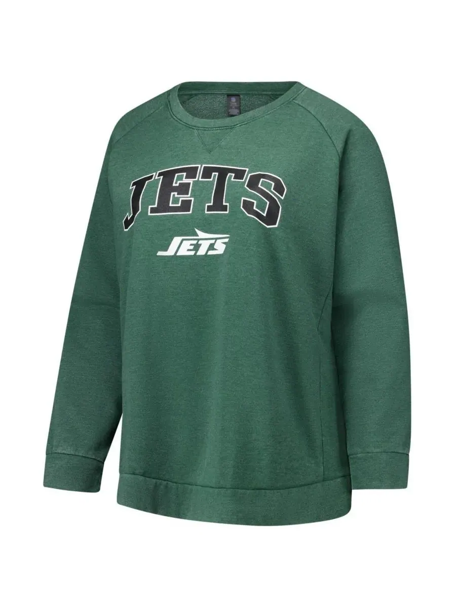 Profile Женская толстовка большого размера New York Jets цвета меланж с эффектом кислотной стирки и — изображение 3 из 3