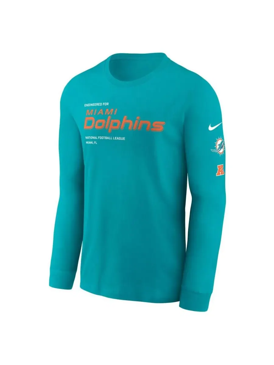 Мужская футболка с длинным рукавом Aqua Miami Dolphins Play to Win Essential Nike — изображение 2 из 3, голубой