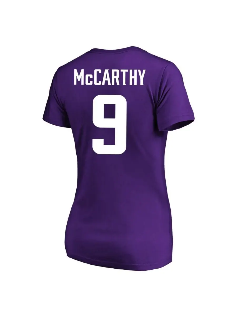 Fanatics Женская фиолетовая футболка JJ McCarthy Minnesota Vikings больших размеров с круглым — изображение 2 из 3