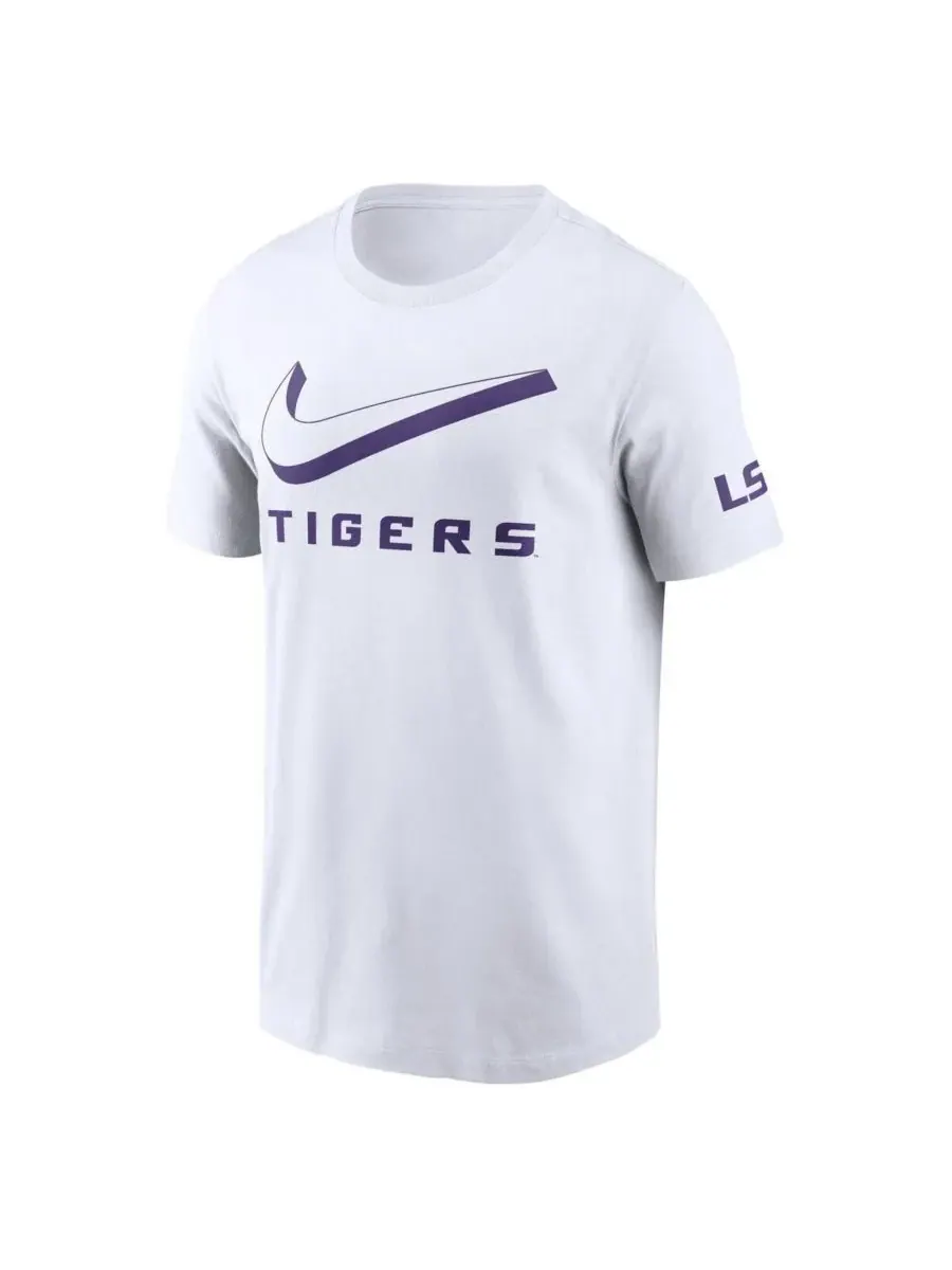 Nike Мужская белая футболка LSU Tigers Primetime 2-Hit Swoosh — изображение 3 из 3, белый