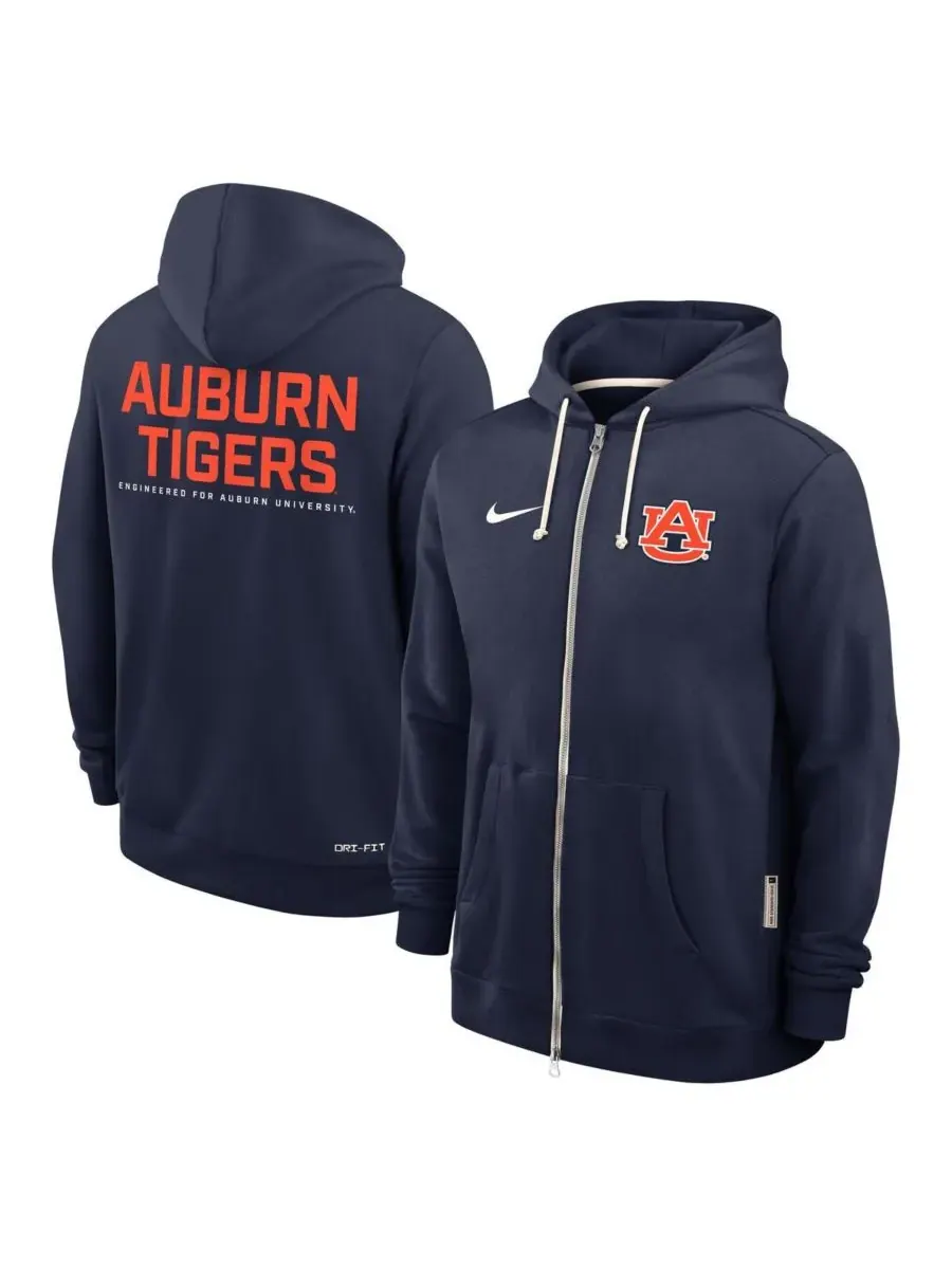 Nike Мужская темно-синяя толстовка на молнии Auburn Tigers 2025 Sideline Standard Issue Dri-FIT — изображение 2 из 5