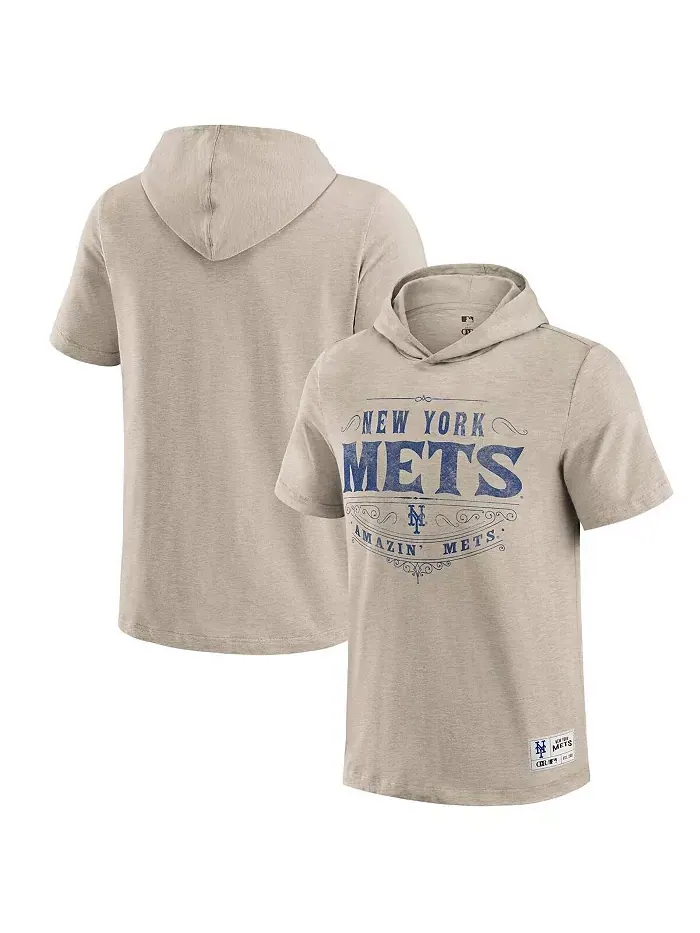 Мужская худи-футболка New York Mets бежевого цвета Fanatics — изображение 1 из 3
