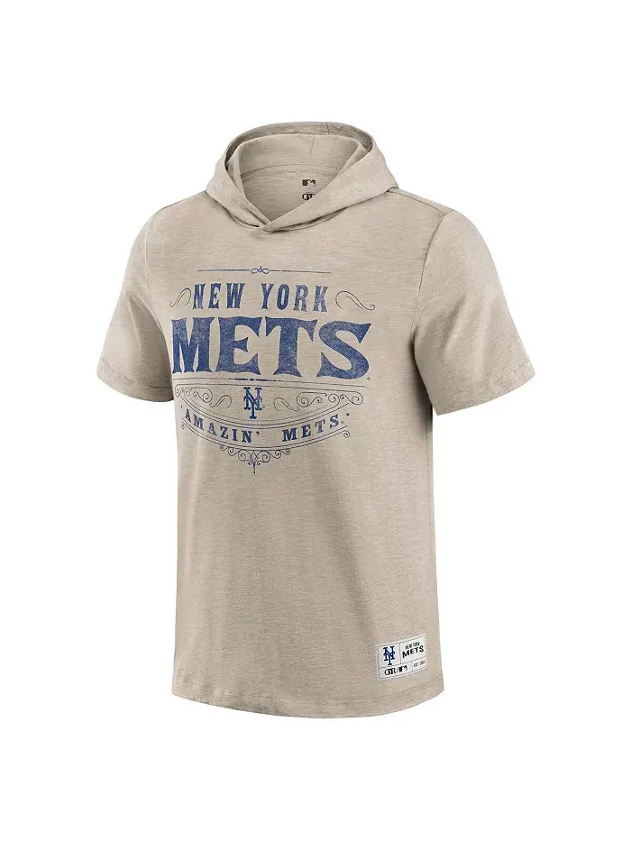 Мужская худи-футболка New York Mets бежевого цвета Fanatics — изображение 2 из 3