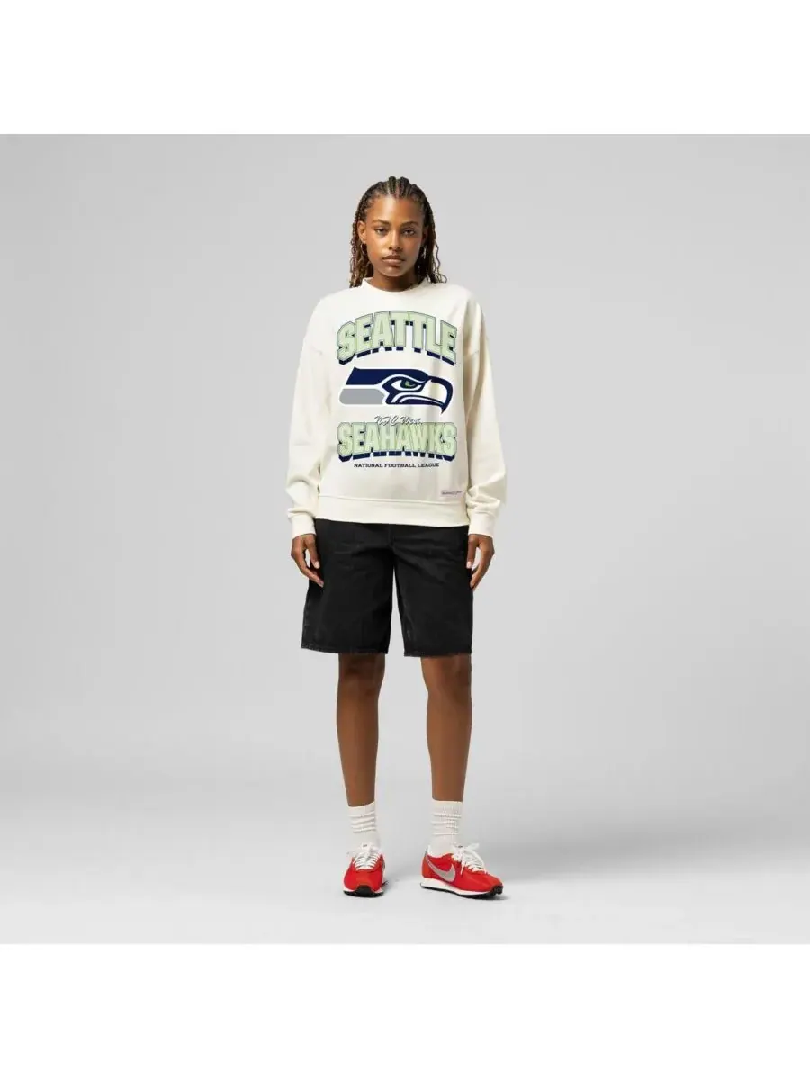 Mitchell & Ness Женская кремовая толстовка Seattle Seahawks с тонированной аркой — изображение 1 из 4, бежевый