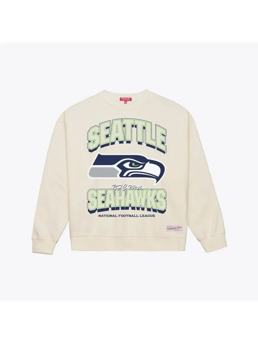 Mitchell & Ness Женская кремовая толстовка Seattle Seahawks с тонированной аркой — изображение 3 из 4, бежевый