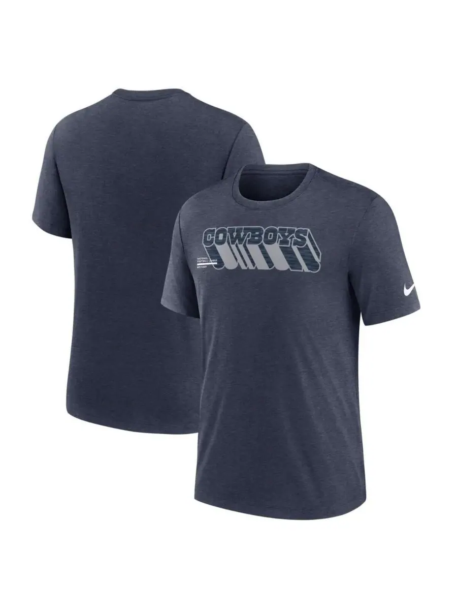 Nike Мужская футболка Dallas Cowboys Long Pass Tri-Blend темно-синего цвета, цвет меланж — изображение 1 из 3