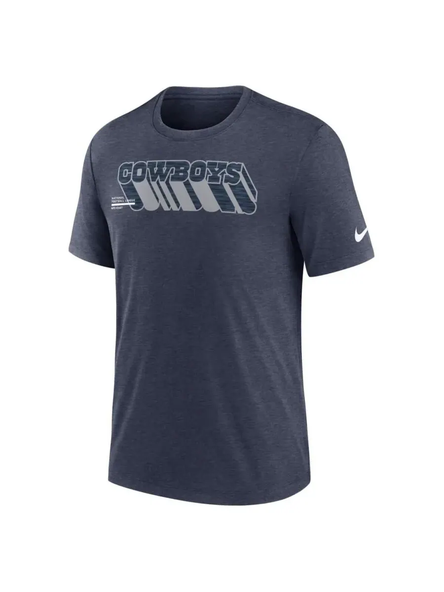 Nike Мужская футболка Dallas Cowboys Long Pass Tri-Blend темно-синего цвета, цвет меланж — изображение 3 из 3