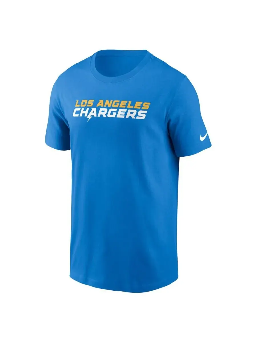 Nike Мужская футболка Los Angeles Chargers Primetime Wordmark Essential нежно-голубого цвета — изображение 2 из 3, синий