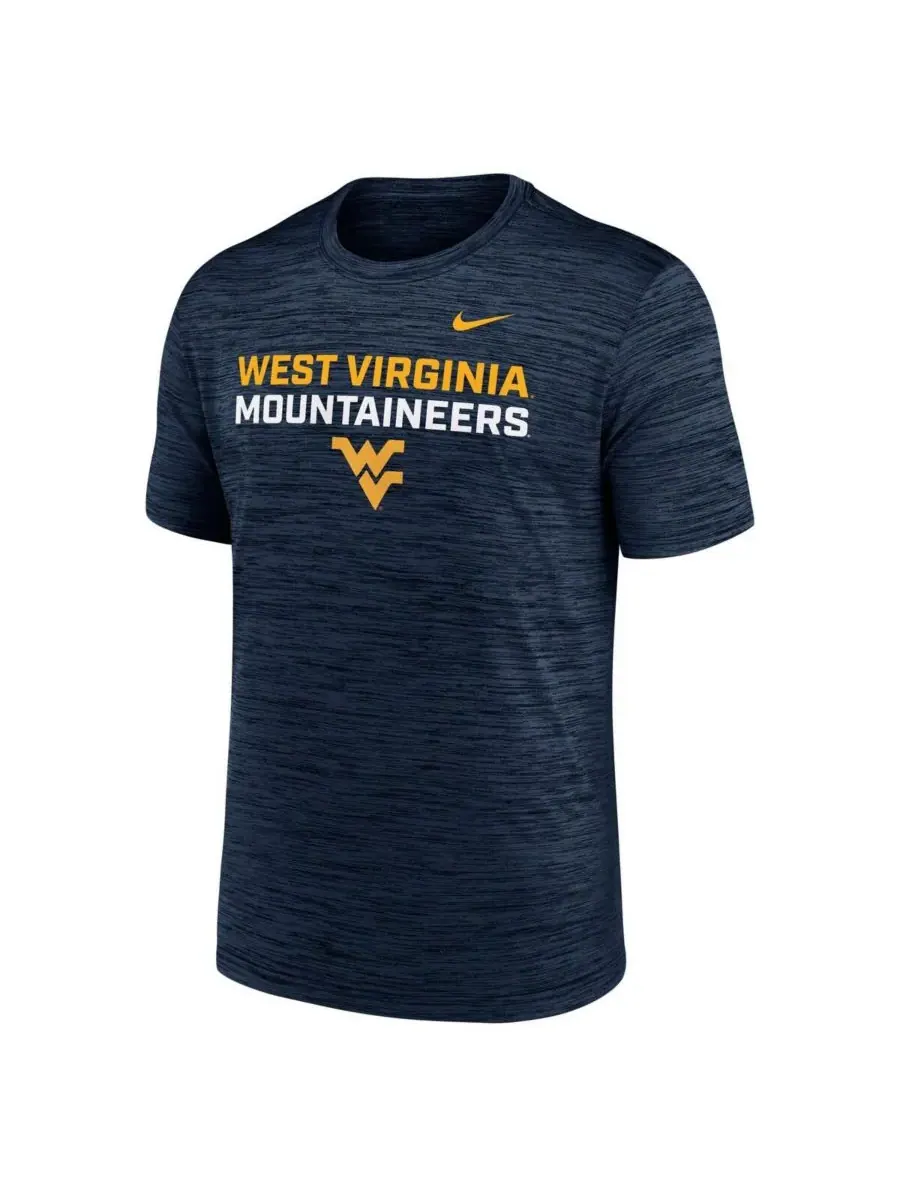 Nike Мужская темно-синяя футболка West Virginia Mountaineers Campus Center Stack Velocity — изображение 3 из 3, темно-синий