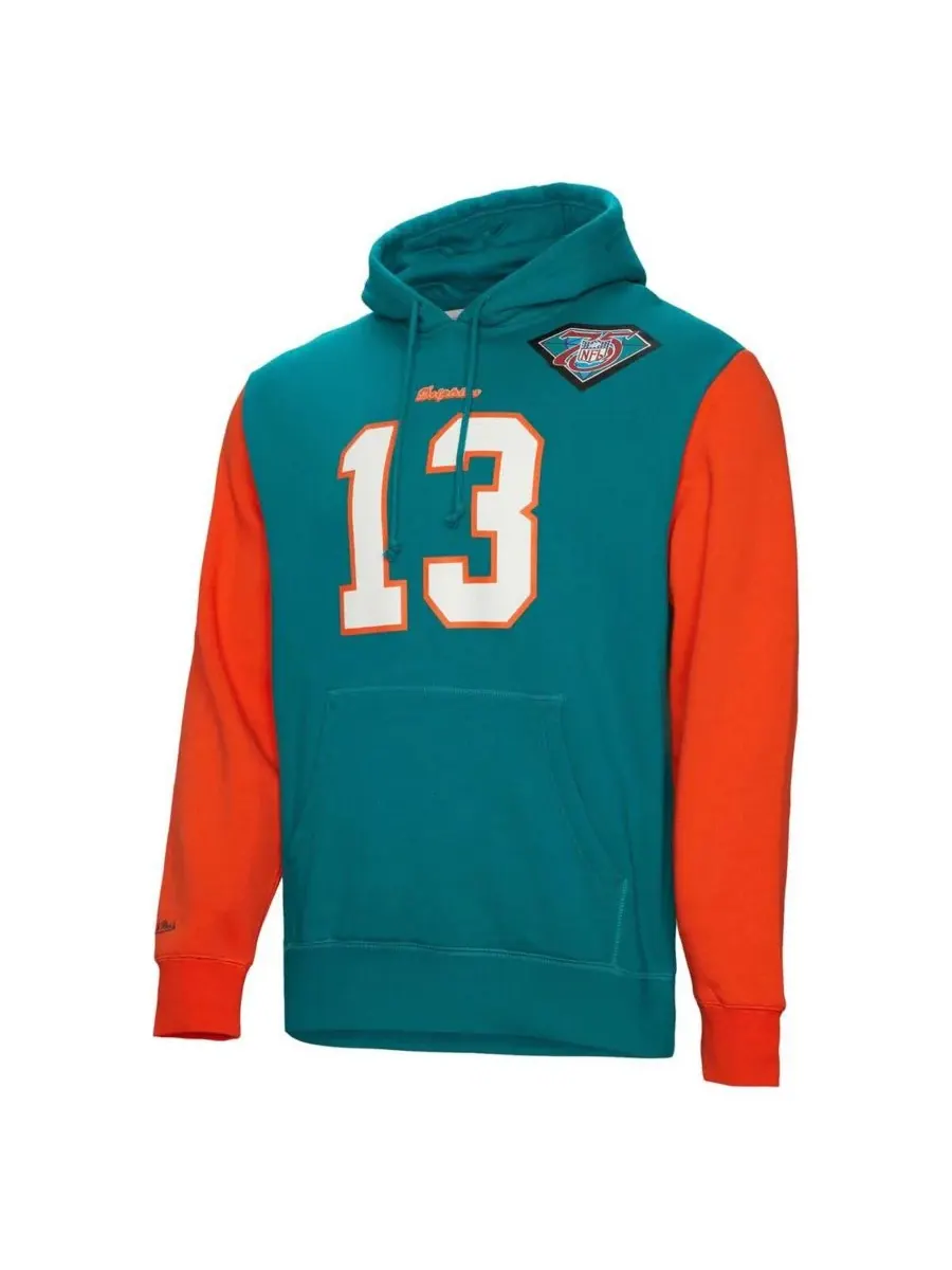 Мужская толстовка Dan Marino Aqua Miami Dolphins с именем и номером бывшего игрока команды Mitchell — изображение 2 из 3