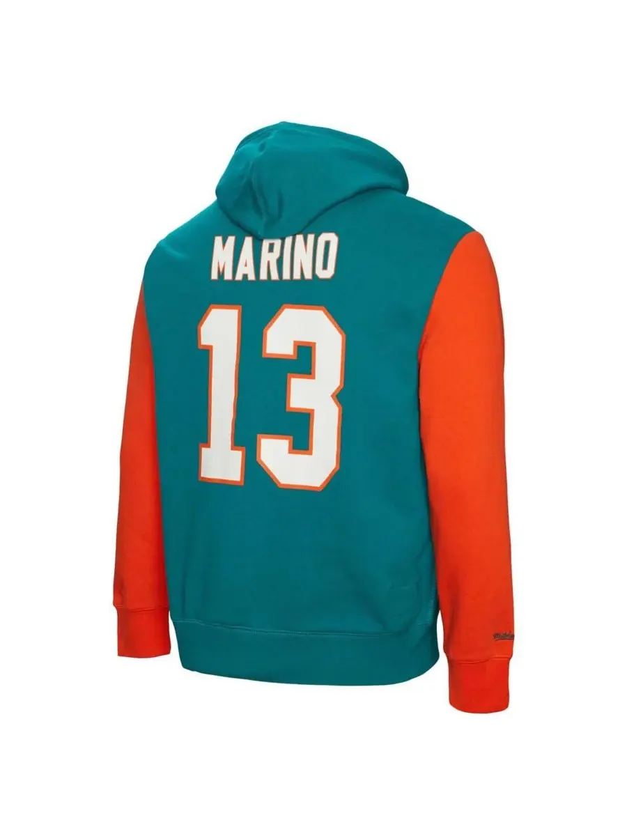 Мужская толстовка Dan Marino Aqua Miami Dolphins с именем и номером бывшего игрока команды Mitchell — изображение 3 из 3