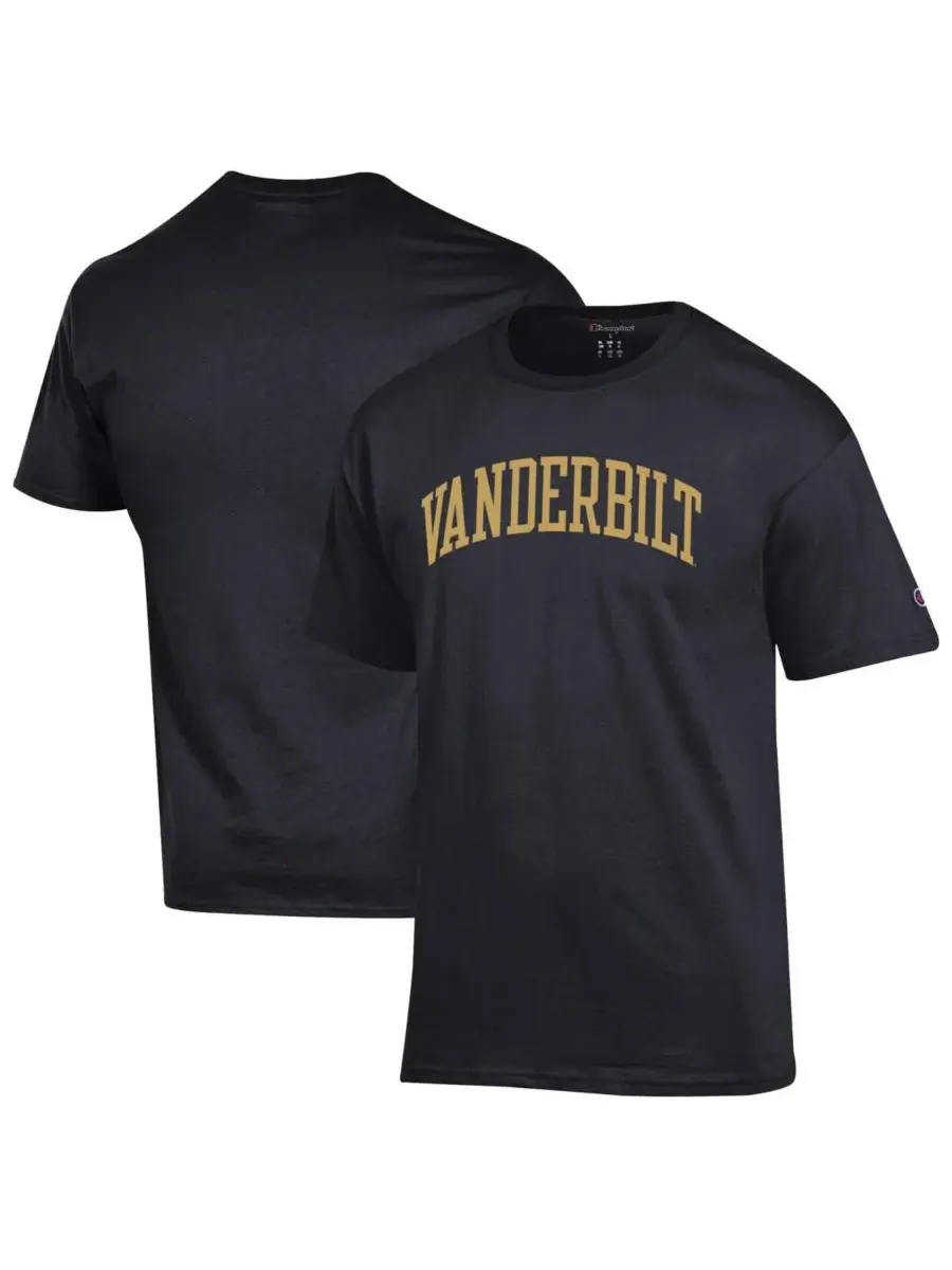 Champion Мужская черная базовая футболка Vanderbilt Commodores с арочным верхом — изображение 1 из 3, черный