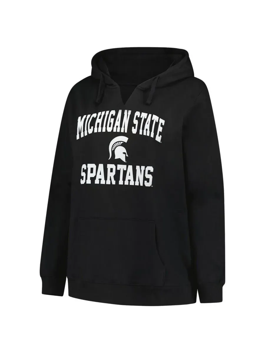 Champion Женская черная толстовка с капюшоном Michigan State Spartans большого размера с вырезом в — изображение 3 из 3