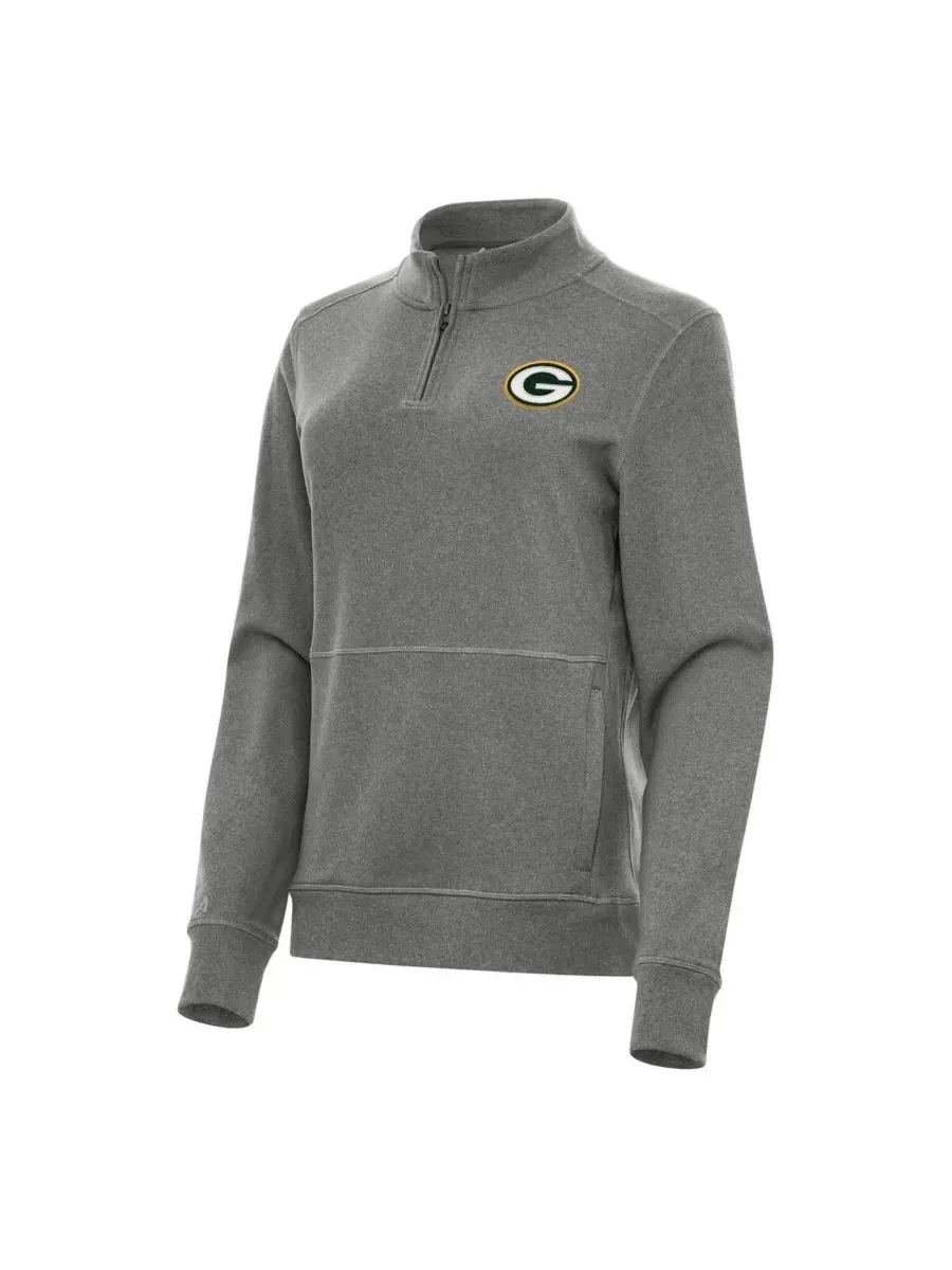 Antigua Женская куртка на молнии цвета меланж (черный) с символикой команды Green Bay Packers — изображение 1 из 1