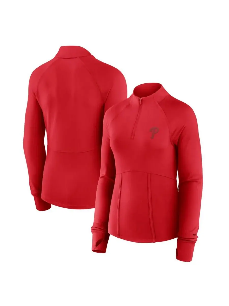 Fanatics Женская красная футболка-реглан Philadelphia Phillies Elements с застежкой-молнией на — изображение 1 из 3, красный