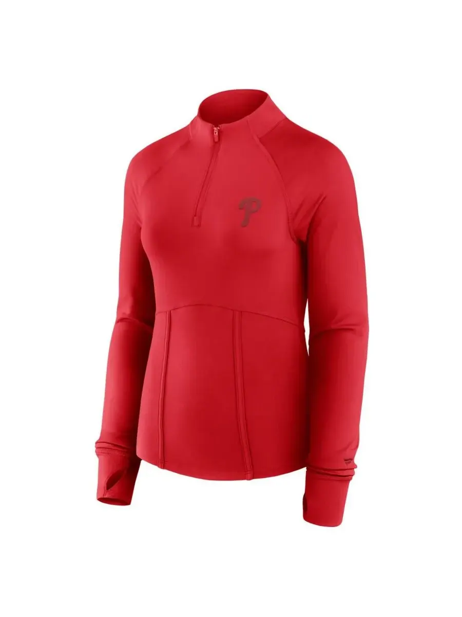 Fanatics Женская красная футболка-реглан Philadelphia Phillies Elements с застежкой-молнией на — изображение 3 из 3, красный
