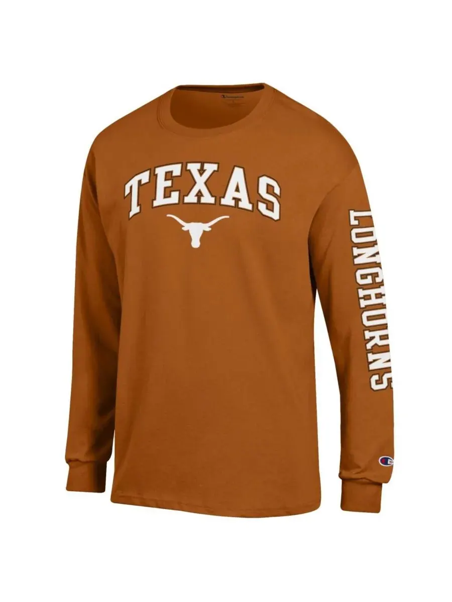 Champion Мужская футболка с длинными рукавами Texas Longhorns оранжевого цвета с аркой над — изображение 3 из 3, оранжевый