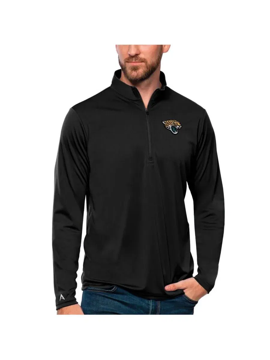 Легкий пуловер с четверть-застежкой с вышивкой Jacksonville Jaguars Antigua — изображение 1 из 2, черный