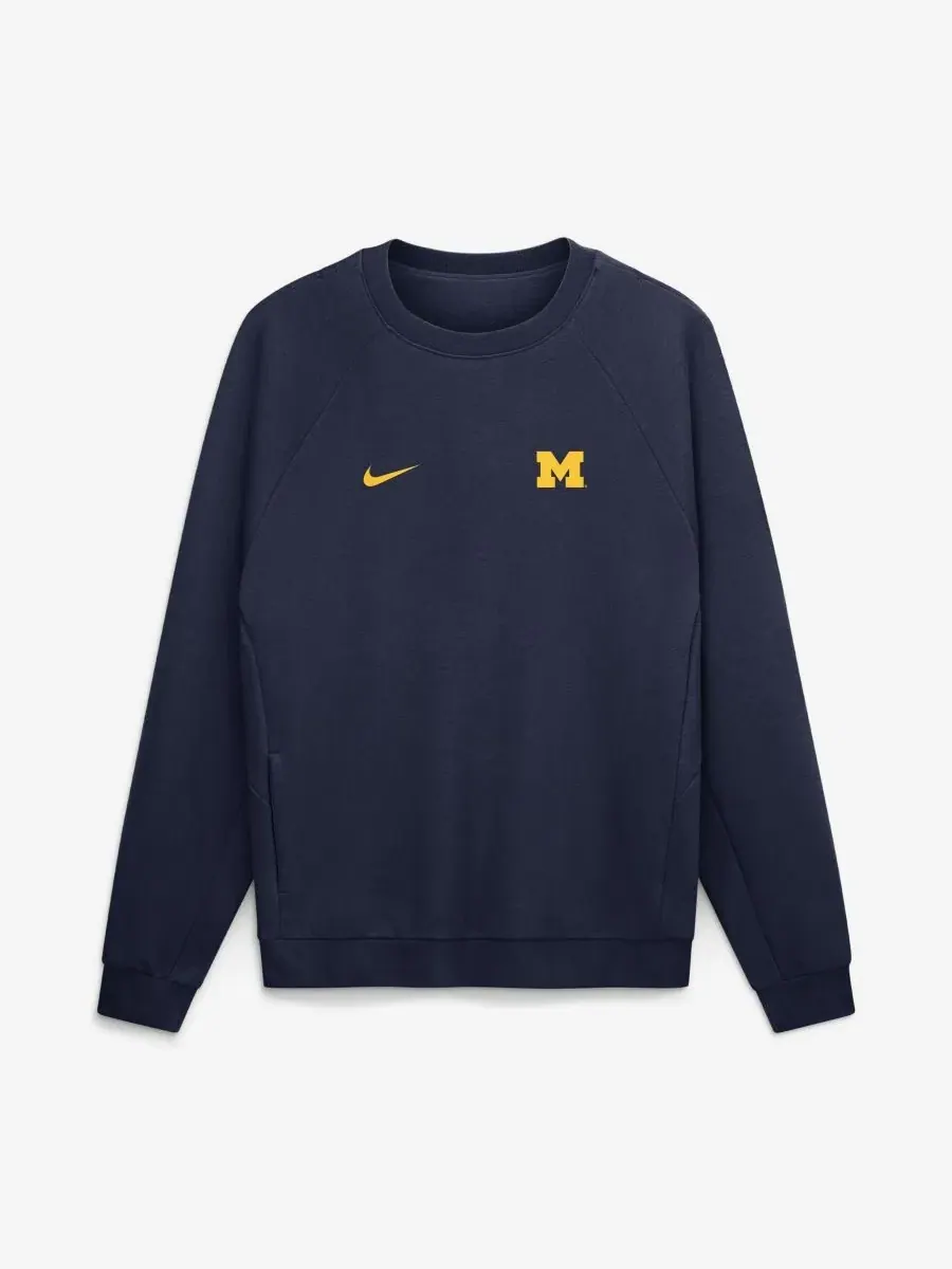 Мужской свитшот реглан с технологией Dri-FIT Michigan Wolverines Nike — изображение 1 из 2, темно-синий