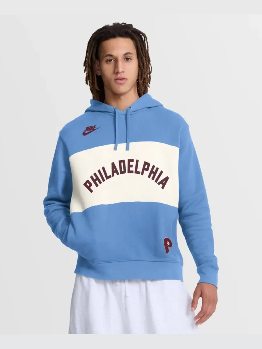 Худи Nike Legacy Color-Block Philadelphia Phillies '80s Cooperstown Collection — изображение 1 из 4, светлый синий