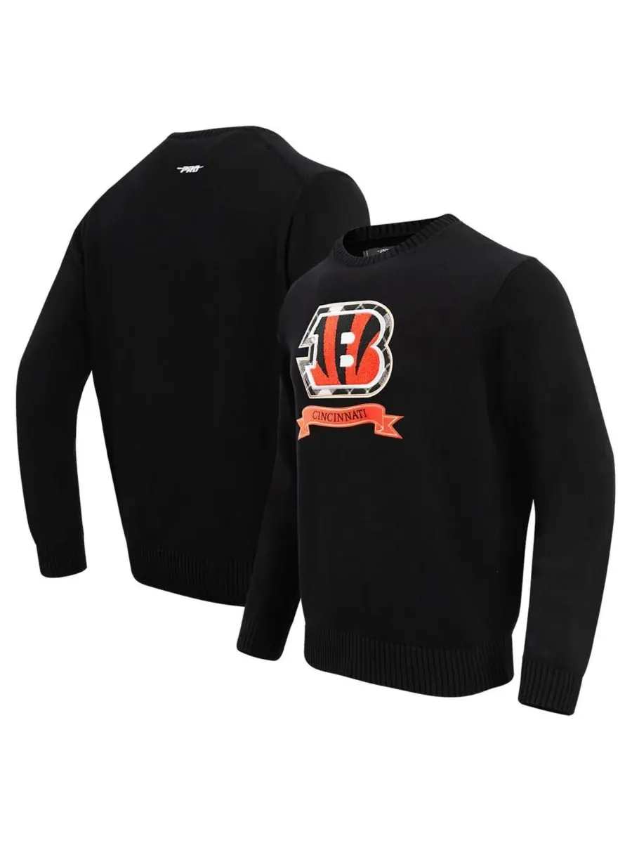 Pro Standard Мужской черный вязаный свитер с символикой команды Cincinnati Bengals — изображение 1 из 4