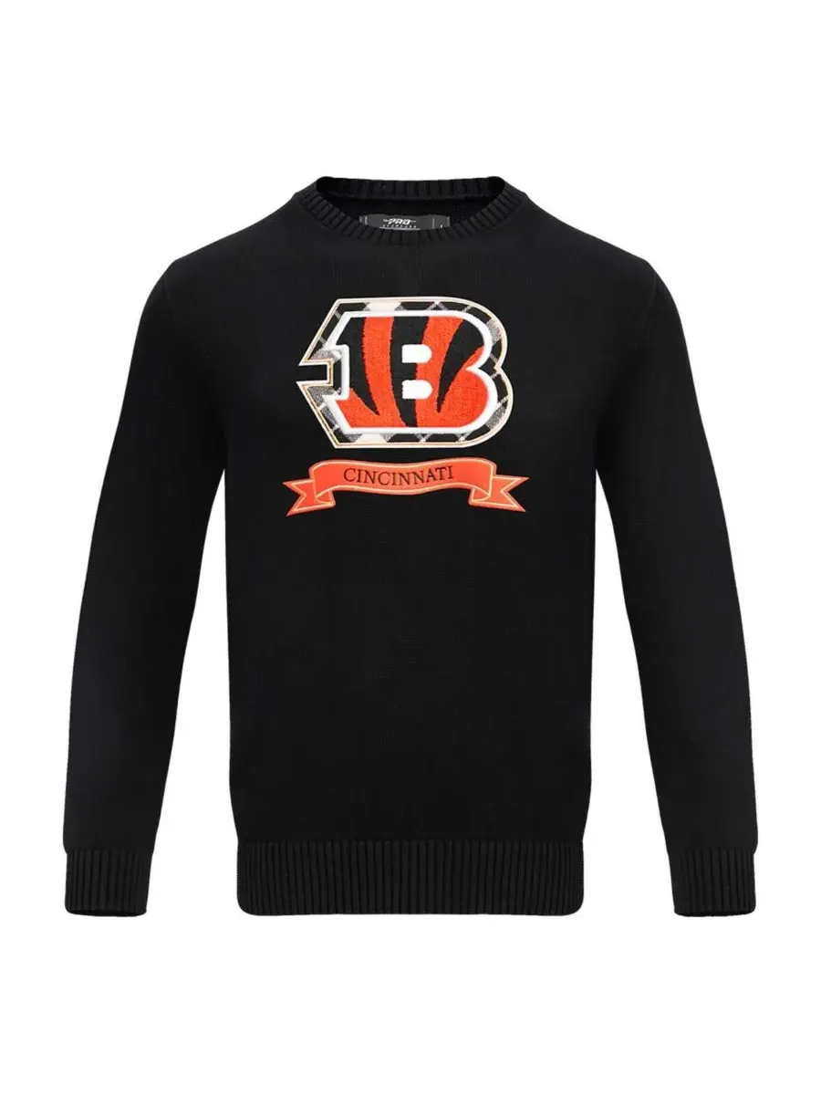 Pro Standard Мужской черный вязаный свитер с символикой команды Cincinnati Bengals — изображение 3 из 4