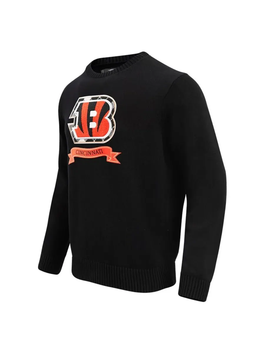 Pro Standard Мужской черный вязаный свитер с символикой команды Cincinnati Bengals — изображение 4 из 4